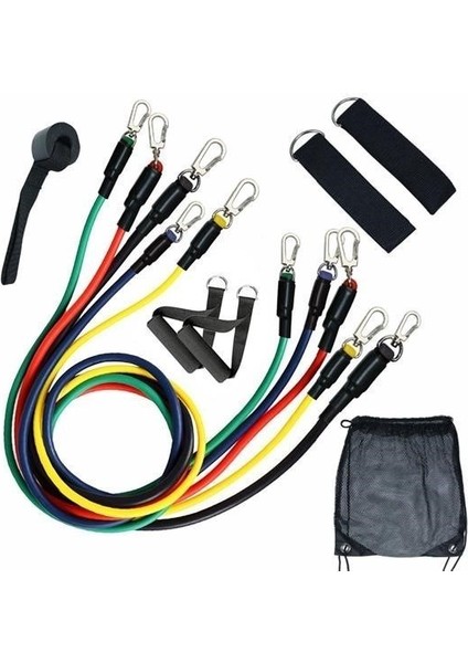 Buffer® 11 Parça Lateks Egzersiz Bandı Çekme Halatı Egzersiz Seti