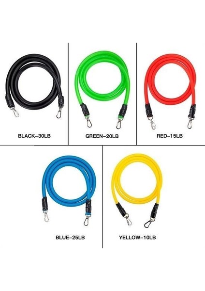 Buffer® 11 Parça Lateks Egzersiz Bandı Çekme Halatı Egzersiz Seti