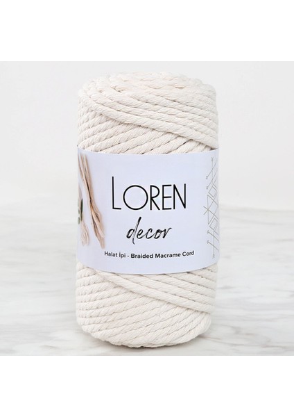 Loren Decor 3 Büküm Makrome Ipi Krem- L002