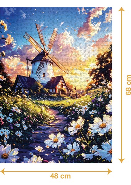 Yel Değirmeni - 1000 Parçalı Puzzle - 48 x 68 cm fiyatları