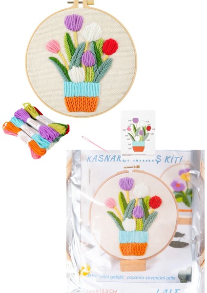 Nakış Kitleri Kasnaklı 13.5 x 18.8 cm Lale