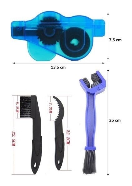 Buffer® Bisiklet Zincir Dişlisi Koruyucu Pas Sökücü Temizleme Fırçası Aparatı Bakım Seti 4 Parça indirimleri