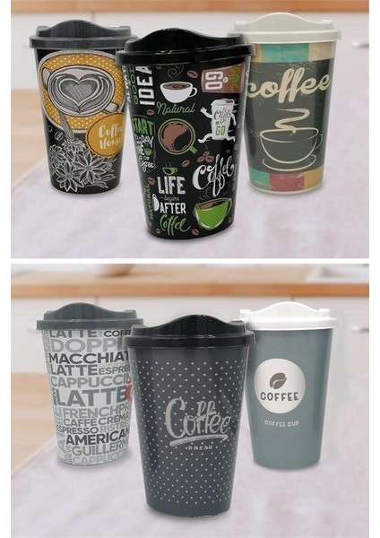 Buffer® 3 Adet Kahve Bardağı Seti Dekoratif Plastik Kahve Muhafaza Bardağı