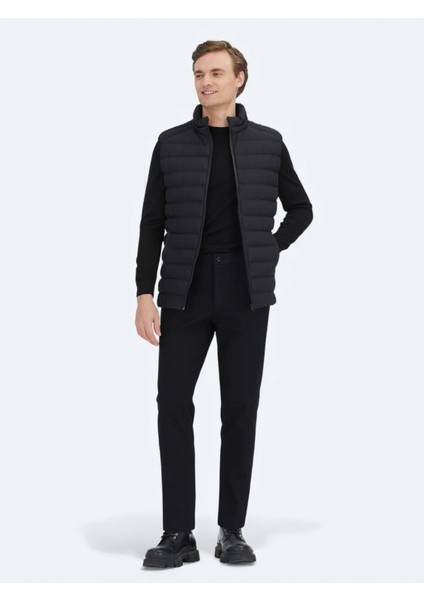 Siyah Dik Yaka Casual Dokuma Spor Yelek fiyatları