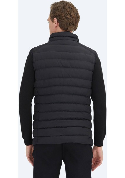 Siyah Dik Yaka Casual Dokuma Spor Yelek fırsatları