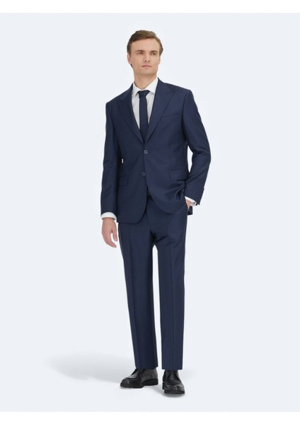 Lacivert Mikro Modern Fit %100 Yün Takım Elbise