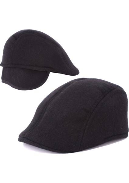 Erkek Ördek Şapka Kulaklı Düz Siyah Kışlık Model 362011-251140