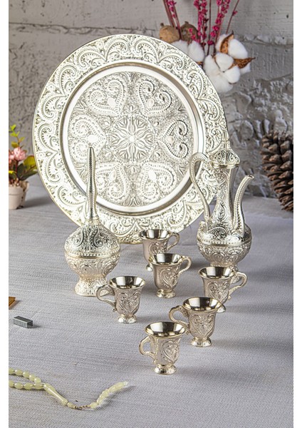 Payitaht 9 Parça Gümüş Renk 6 Adet Fincan,zemzem Ibriği ve Güldanlık Zemzem Takımı fiyatları