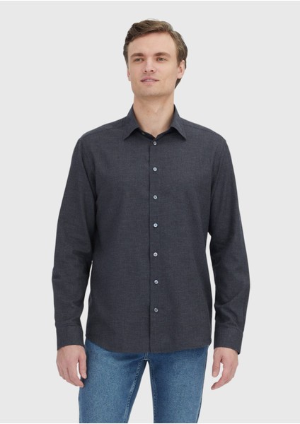 Antrasit Casual Fit Dokuma Casual %100 Pamuk Gömlek fiyatları