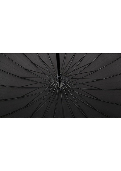 Pongee Kumaş Çoban Şemsiye Protokol 24 Telli Fiber Şemsiye 120 cm Dokuma Düz Siyah modelleri