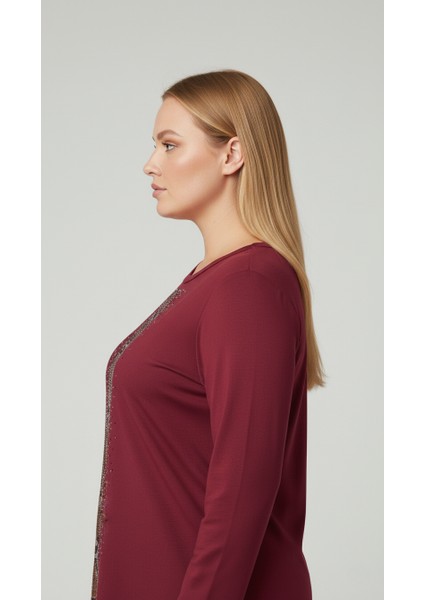 Taş Desenli Uzun Kollu Bambu Viskon Kumaş Bluz fiyatları