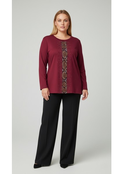 Taş Desenli Uzun Kollu Bambu Viskon Kumaş Bluz modelleri