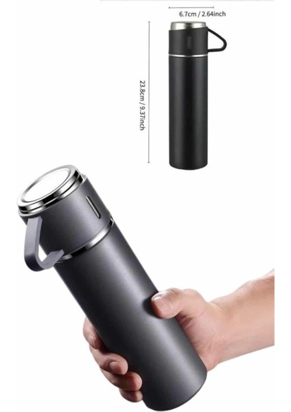 Termos Seti 500ML 3 Bardaklı A+ Kalite Çelik Kahve Termosu Kamp Termosu Hediye Çantalı indirimleri