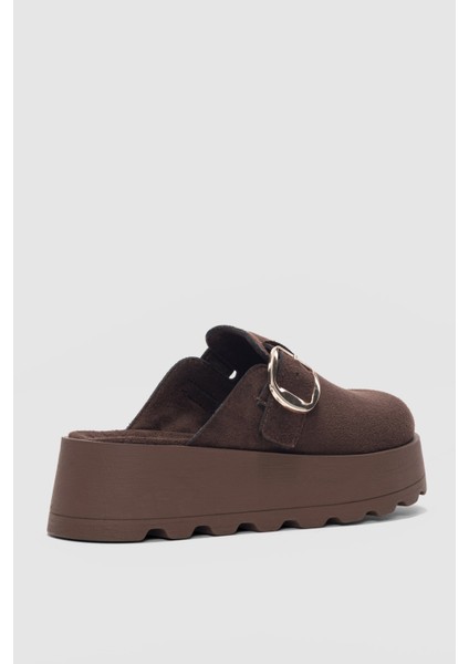 Chory Yüksek Taban Tokalı Kadın Terlik-Kahve Süet fiyatları