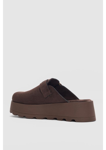 Chory Yüksek Taban Tokalı Kadın Terlik-Kahve Süet modelleri