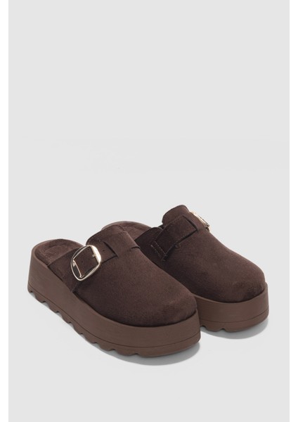 Chory Yüksek Taban Tokalı Kadın Terlik-Kahve Süet fırsatları