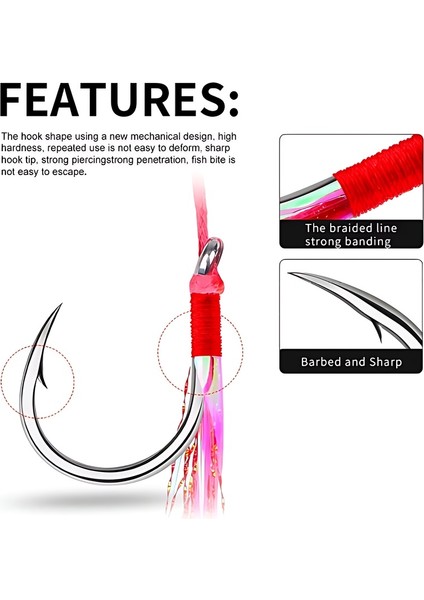 3/0 Numara 1 Adet Çiftli,glow Simli ,jig Asist,iğne Boyu 30 mm modelleri