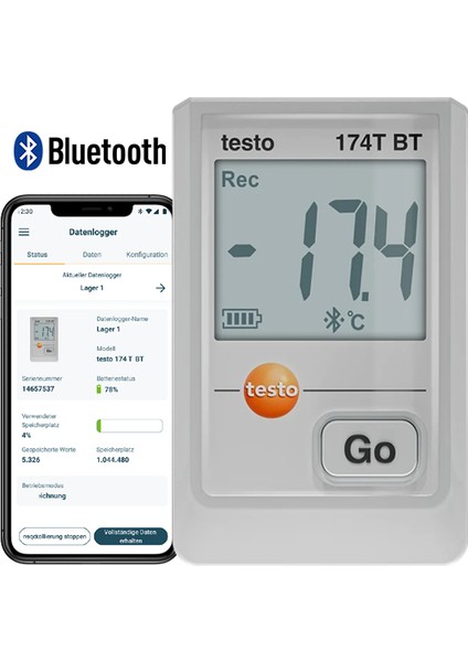 Testo 174T Bt Akıllı Sıcaklık Kayıt Datalogger Cihazı | Beyaz