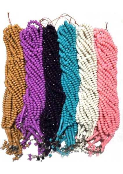 99 Lu Plastik Kristal Tesbih 8 mm Hac ve Umre Dağıtmalık 10 Deste