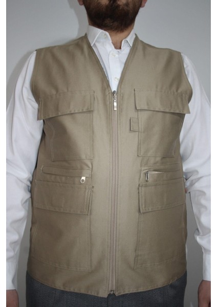 Dostumgiyim Erkek Çok Cepli Yazlık Yelek Baba Renk ve Çıtçıt Değişebilir