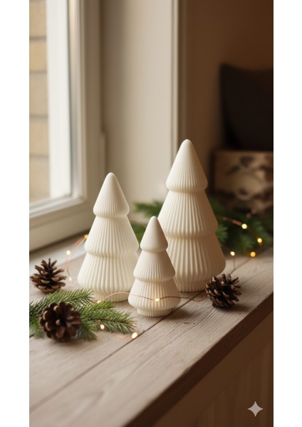 Minimal 3’lü Yılbaşı Ağaç Dekor Seti – 3D Baskı Modern Tasarım