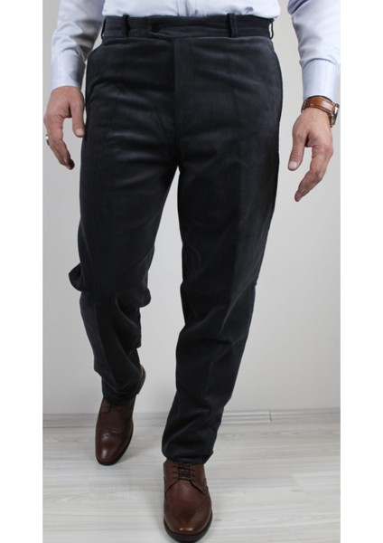 Erkek Klasik Kesim Kadife Pantolon Koyu Gri