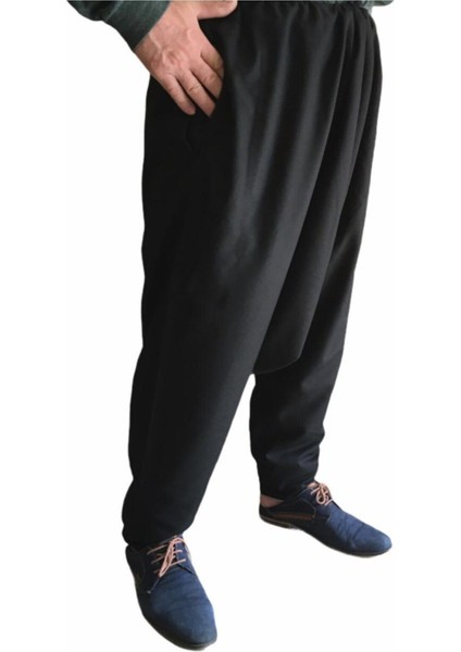 Dört Mevsim Meşhur Siyah Şalvar Rahat Giyim Cepli Uçkurlu