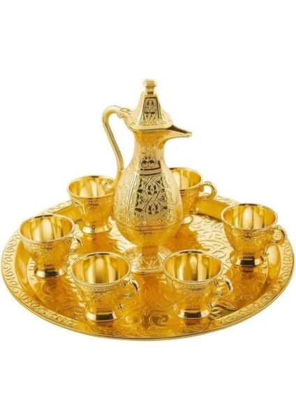 Zemzem Takımı 8 Parça Sürahi-Tepsi-6 Bardak Hediye ve Sunuma Uygun Gold ve Gümüş Renkleri Mevcut