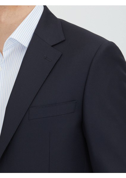 Koyu Lacivert Mikro Modern Fit %100 Yün Takım Elbise modelleri