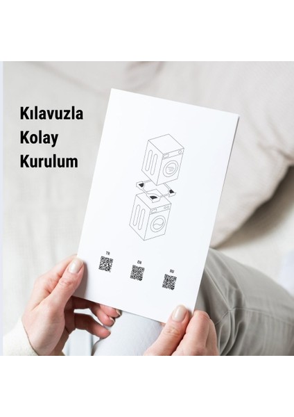 Çamaşır Yıkama Makinesi ve Çamaşır Kurutma Makinesi Kemerli Birleştirme Aparatı Montaj Kiti Gri - Inox Modeller ile Uyumlu