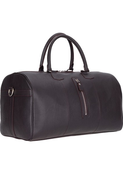 Bloomvoyager Cognac Clay Hakiki Deri Seyahat Çantası – Unisex Hafta Sonu Duffle Seyahat Çantası