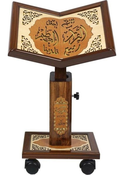 Kuran Okuma Rahlesi - Yükseklik Ayarlı - Asansörlü - Ahşap Rahle - Rahle Boy