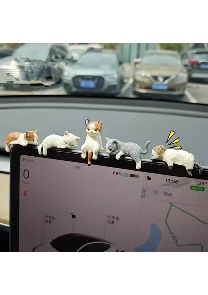 Kedi Temalı Araba Ekran Süsü, Araba Orta Konsol Peluş Oyuncak, Araba Iç Dekorasyonu, Mini Kedi Yavrusu (Yurt Dışından)