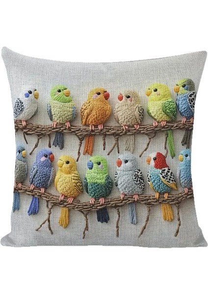 Sevimli Renkli Papağan Kuş Dekoratif Yastık Kılıfı, Cilt Dostu Yumuşak Kısa Peluş Kanepe Minderi, Oturma Odası Yatak Başlığı Minder Kılıfı (Yurt Dışından)