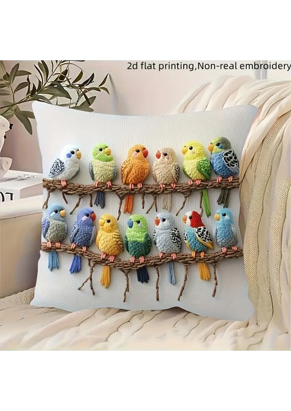 Sevimli Renkli Papağan Kuş Dekoratif Yastık Kılıfı, Cilt Dostu Yumuşak Kısa Peluş Kanepe Minderi, Oturma Odası Yatak Başlığı Minder Kılıfı (Yurt Dışından) modelleri