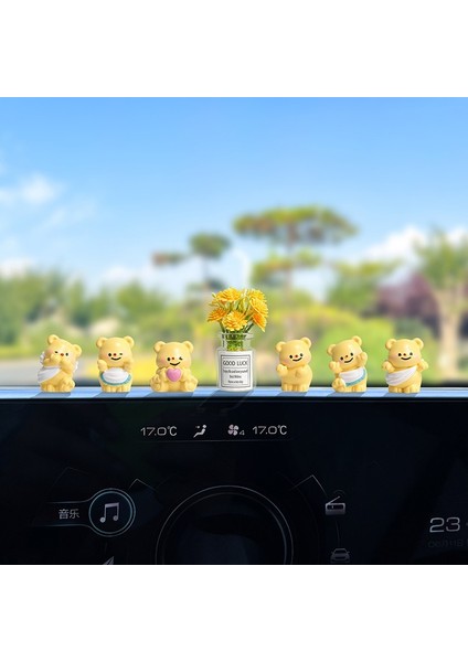 Ayı Araba Süsü, Araba Konsolu Ekran Dekorasyonu, Elektrikli Araç Masaüstü Süsü (Yurt Dışından)