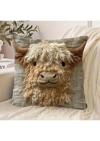 Highland Yastık Kılıfı, Cilt Dostu Kısa Peluş, Sevimli Baskısı, Kanepe Oturma Odası Dekoratif Yastık Kılıfı, 2 Parçalı Set (Yurt Dışından) indirimleri