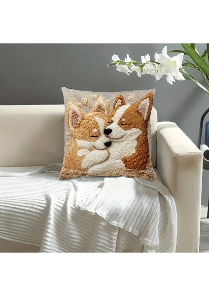 Sevimli Köpek Peluş Yastık Kılıfı, Yatak Minderi Kılıfı, Taklit Örgü Desenli Araba Ofis Koltuğu Minderi, Bel Desteği Kılıfı 2'li Paket (Yurt Dışından) indirimleri