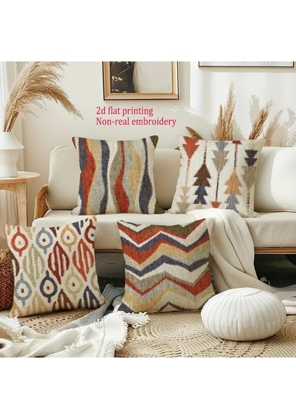 Geometrik Desen Baskılı Yastık Kılıfları, Ev Dekorasyonu Yastık Kılıfları, Yatak Sırt Dayanağı Kılıfları, 4 Parçalı Set (Yurt Dışından) fırsatları