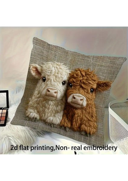 Highland Bebek Yastık Kılıfı Kanepe Yatak Odası Başucu Dekorasyon Yastık Kılıfı Araba Ofis Koltuk Minderi 2 Parçalı Set (Yurt Dışından) fırsatları