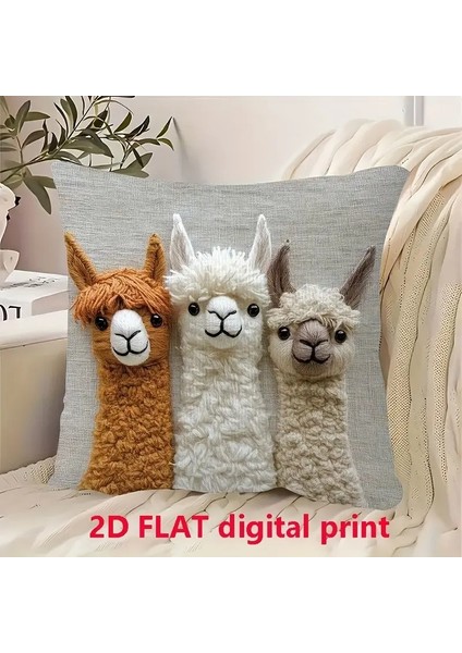 Sevimli Alpaka Yastık Kılıfı 2d Düz Baskı Taklit Nakış Yastık Kılıfı Kanepe Minder Örtüsü Ev Dekorasyonu 2 Parça Set (Yurt Dışından) fırsatları