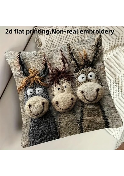 Sevimli Gülümseyen Eşek Yastık Kılıfı, Kanepe Minder Kılıfı, Yumuşak Kısa Peluş Yastık Kılıfı, Yatak Odası Başlığı Kılıfı, 2 Parçalı Set (Yurt Dışından) modelleri