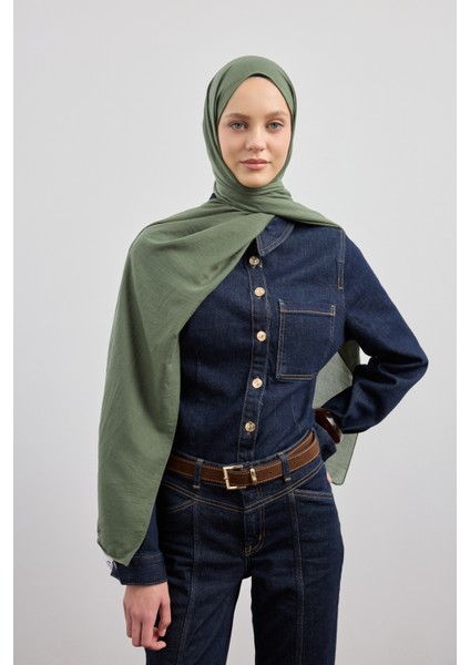 Organik Crash Şal Orman Yeşili