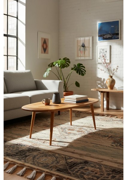 Premium Asimetrik Doğal Masif Ahşap Iskandinav Tarz Orta Sehpa modelleri