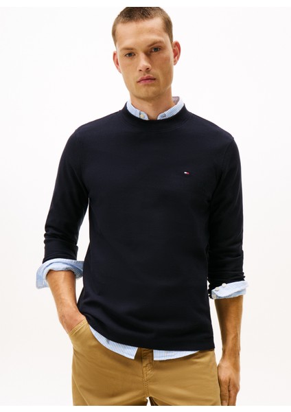 Bisiklet Yaka Mavi Erkek T-Shirt MW0MW42068DW5_MERCERIZED Jacquard L fiyatları