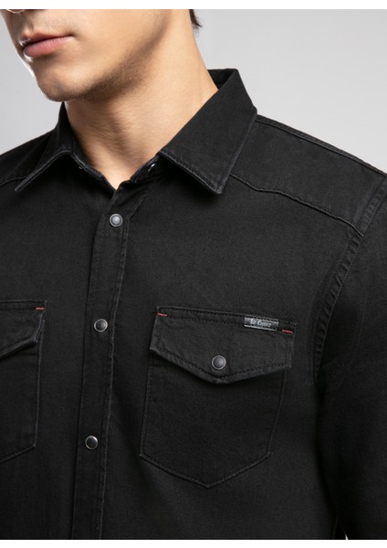 Slim Fit Siyah Erkek Denim Gömlek 261 Lcm 141001 Worner 2 Denım modelleri