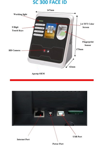 Sc 300 Face Id Yüz Tanıma Parmak Izi Okuma Kart Okuma Full