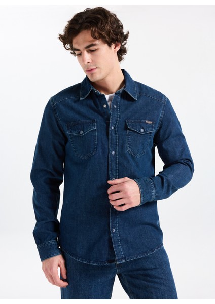 Slim Fit Mavi Erkek Denim Gömlek 261 Lcm 141003 Worner 4 Denım