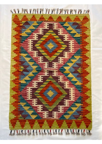 El Dokuma Afgan Kilim Yün Kök Boya