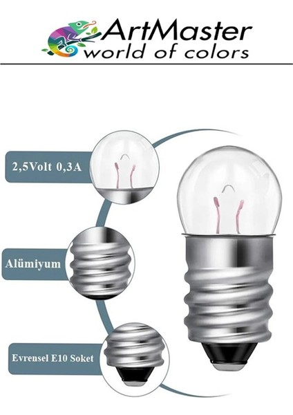Mini Ampul 2.5 Volt 10 Adet Okul Sınıf Elektrik Devre Küçük Elektrik Deney Ampulü 2.5 Volt Deney Ampulü Küçük Boy indirimleri